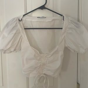 White Zara puff sleeve crop top